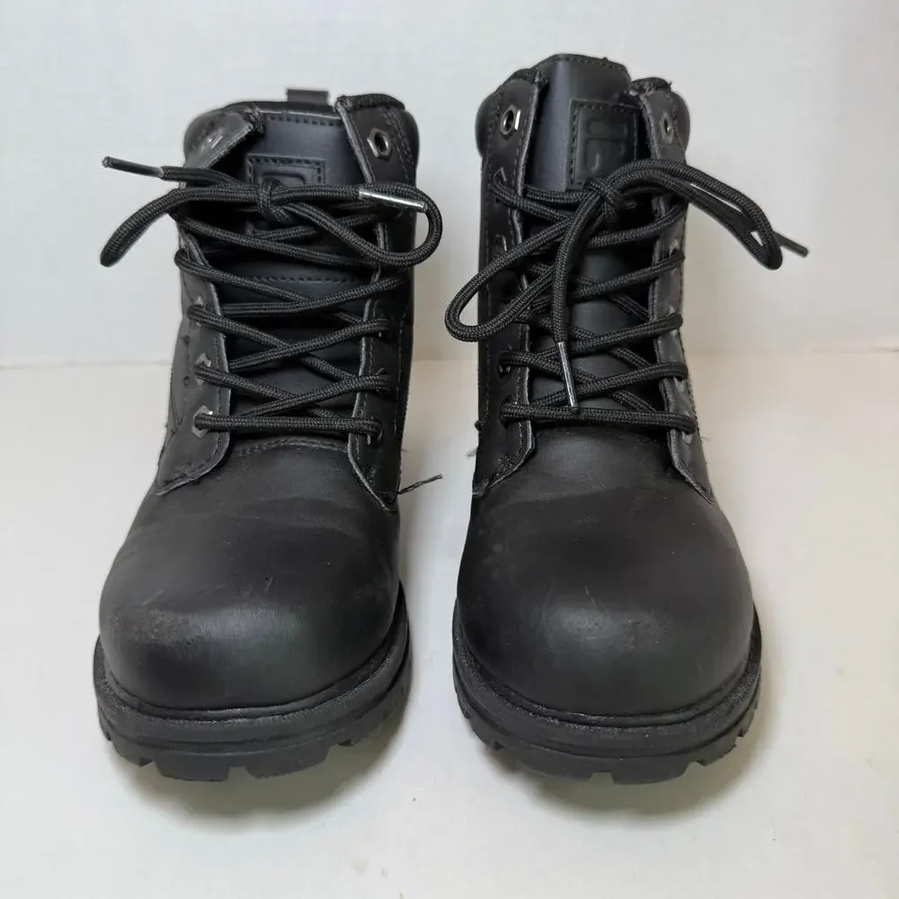 FILA Boys Edgewater Hiking Lace Up Boots Black Youth Size 3.5